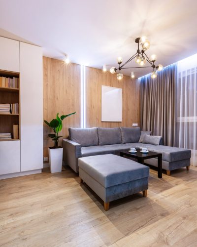 Living room in a small modern apartment. Interior design
